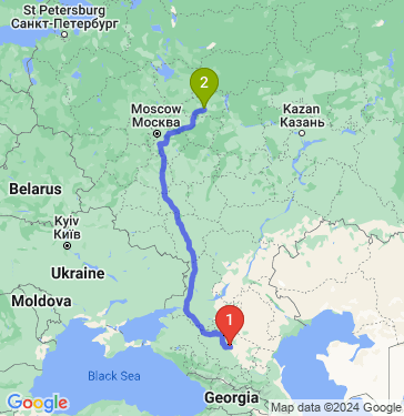 Маршрут из Благодарного в Шую