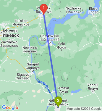 Маршрут из Воткинска в Нефтекамска