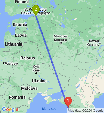 Маршрут из Сочи в Санкт-Петербург