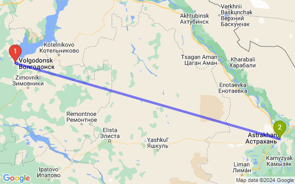 Маршрут из Волгодонска в Астрахань