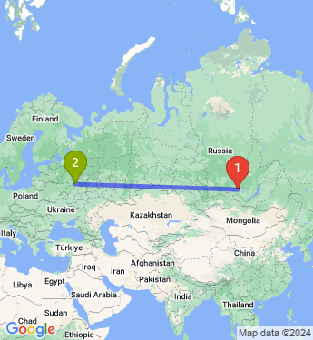 Маршрут из Тулуна в Москву