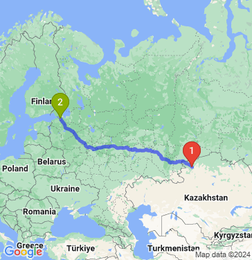 Маршрут из Костаная в Санкт-Петербург