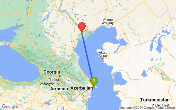 Маршрут из Астрахани в Баку