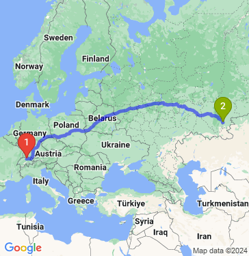 Маршрут из Zürich в Магнитогорск