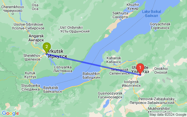Маршрут из Улан-Удэ в Иркутск