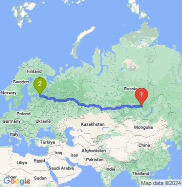 Маршрут из Братска в Санкт-Петербург