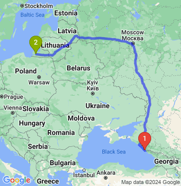 Маршрут из Сочи в Калининград