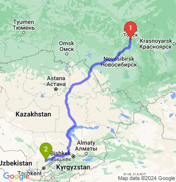 Маршрут из Томска в Шымкента