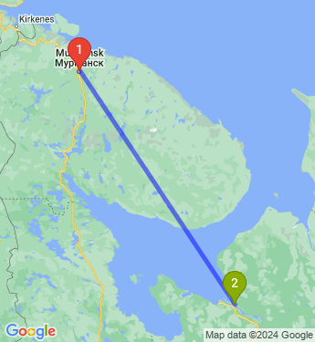 Маршрут из Мурманска в Архангельск