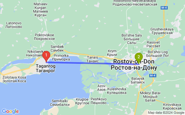 Маршрут из Таганрога в Ростов-на-Дону