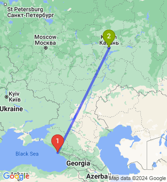 Маршрут из Сочи в Казань