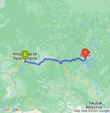 Маршрут из Братска в Красноярск