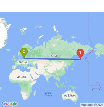 Маршрут из Петропавловска-Камчатского в Калининград