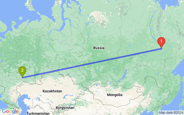 Маршрут из Якутска в Самару