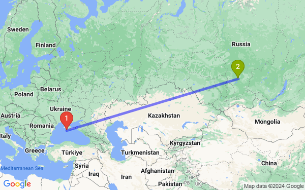 Маршрут из Севастополя в Красноярск