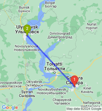 Маршрут из Самары в Ульяновск
