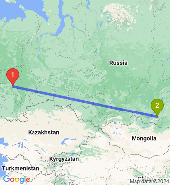 Маршрут из Перми в Улан-Удэ