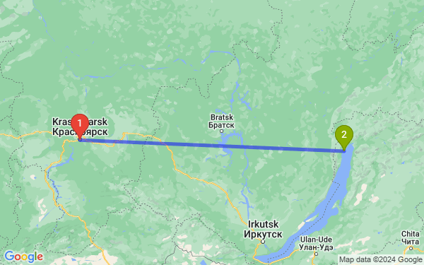 Маршрут из Красноярска в Северобайкальска