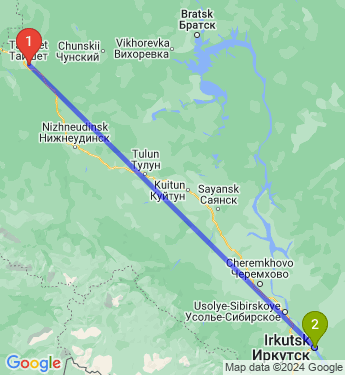 Маршрут из Тайшета в Иркутск