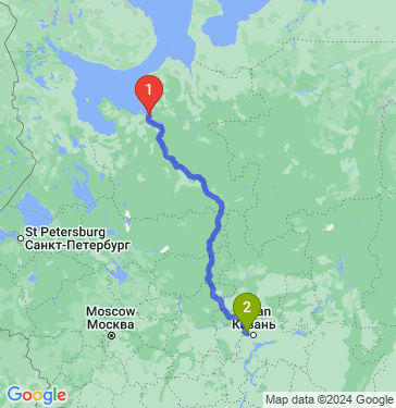 Маршрут из Архангельска в Зеленодольск