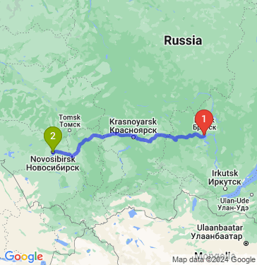 Маршрут из Братска в Новосибирск