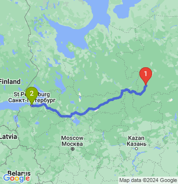 Маршрут из Сыктывкара в Санкт-Петербург