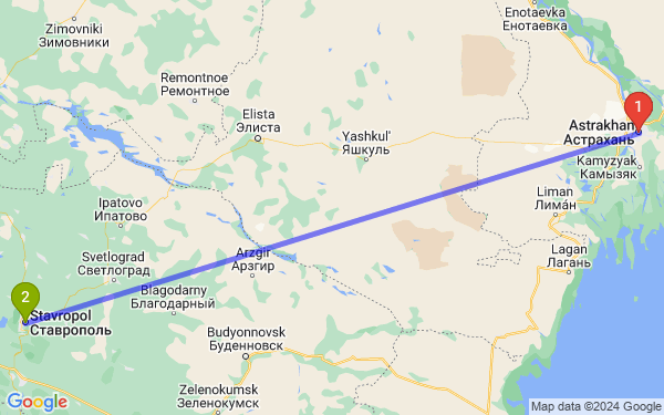 Маршрут из Астрахани в Ставрополь