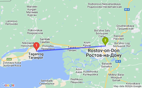 Маршрут из Таганрога в Ростов-на-Дону