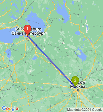 Маршрут из Санкт-Петербурга в X7q7+qq Зеленоград