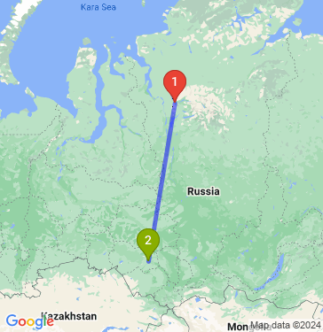 Маршрут из Норильска в Новосибирск
