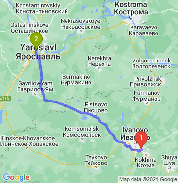 Маршрут из Иванова в Ярославль
