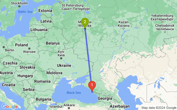 Маршрут из Сочи в Москву