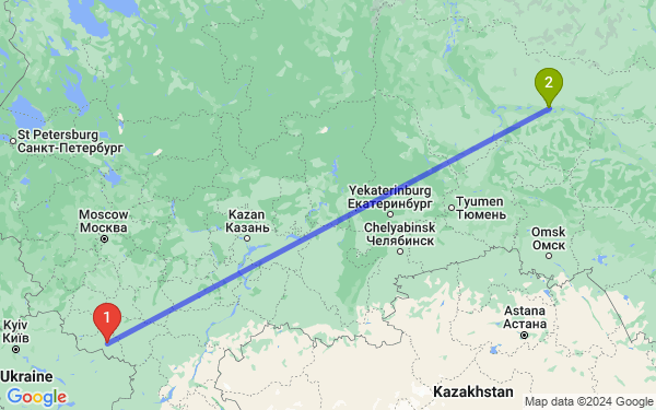 Маршрут из Нового Оскола в Сургут