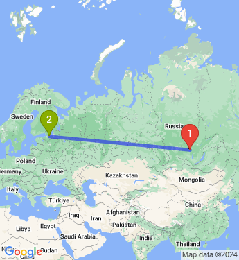 Маршрут из Братска в Санкт-Петербург