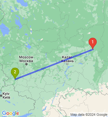 Маршрут из Перми в Брянск