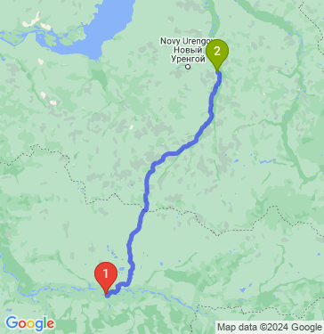 Маршрут из Нефтеюганска в Новый Уренгой