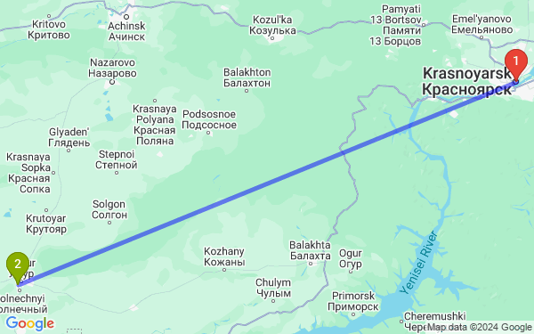 Маршрут из Красноярска в Ужура