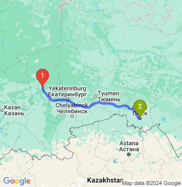 Маршрут из Перми в Омск