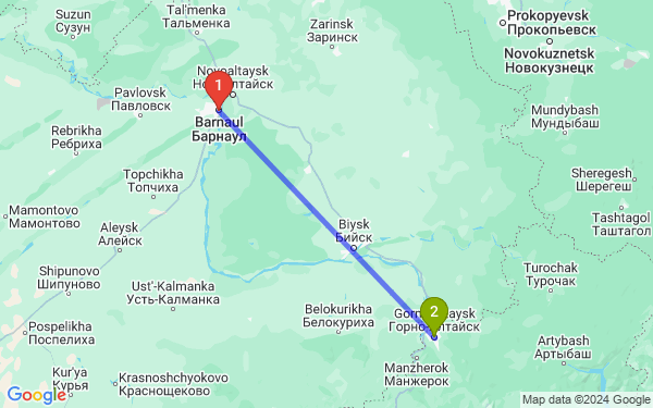 Маршрут из Барнаула в Горно-Алтайска