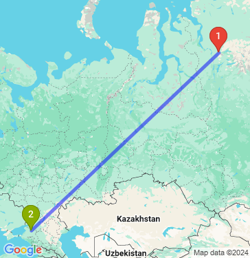 Маршрут из Норильска в Павловскую
