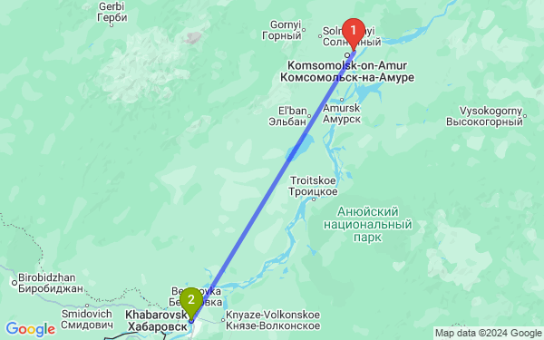 Маршрут из Комсомольска-на-Амуре в Хабаровск