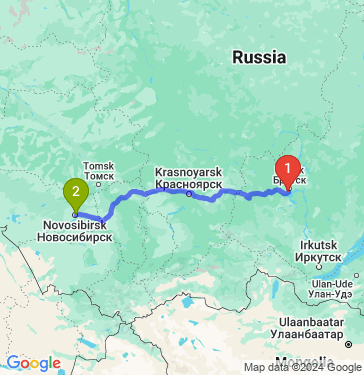 Маршрут из Братска в Новосибирск
