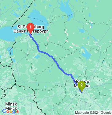 Маршрут из Санкт-Петербурга в Дрожжино