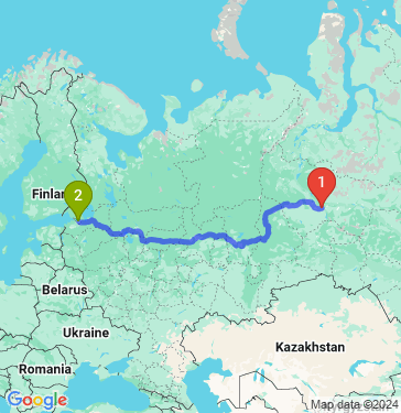 Маршрут из Ханты-Мансийска в Санкт-Петербург