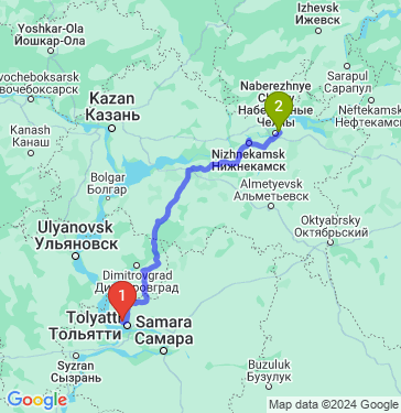 Маршрут из Тольятти в Нижнекамск