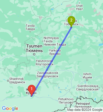 Маршрут из Кургана в Тобольск