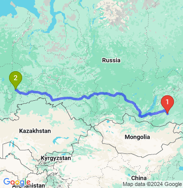 Маршрут из Читы в Екатеринбург