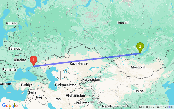 Маршрут из Ростова-на-Дону в Иркутск