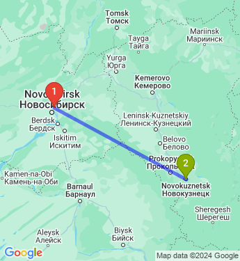 Маршрут из Новосибирска в Новокузнецк