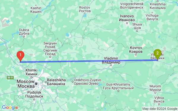 Маршрут из Солнечногорска в Вязники